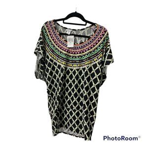 NWOT Trina Turk Swimsuit Bikini Cover Up Dress Tunic Size S Multi BLK Color